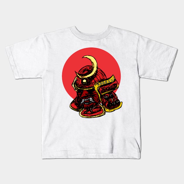 Red Samurai Helmet Kids T-Shirt by fixedthor